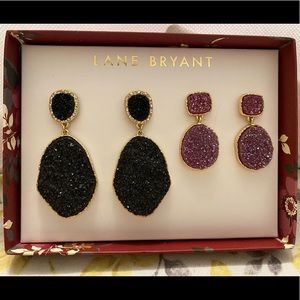 Lane Bryant Earrings Set NWT black/gold